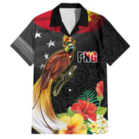Papua New Guinea Independence Day Family Matching Tank Maxi Dress and Hawaiian Shirt PNG Flag and Bird-of-Paradise LT03 Dad's Shirt - Short Sleeve Black - Polynesian Pride