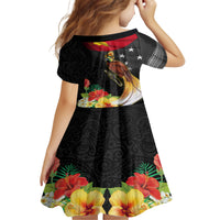 Papua New Guinea Independence Day Kid Short Sleeve Dress PNG Flag and Bird-of-Paradise LT03 - Polynesian Pride