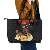 Papua New Guinea Independence Day Leather Tote Bag PNG Flag and Bird-of-Paradise LT03 - Polynesian Pride