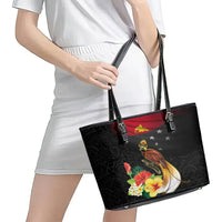 Papua New Guinea Independence Day Leather Tote Bag PNG Flag and Bird-of-Paradise LT03 - Polynesian Pride