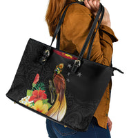 Papua New Guinea Independence Day Leather Tote Bag PNG Flag and Bird-of-Paradise LT03 - Polynesian Pride