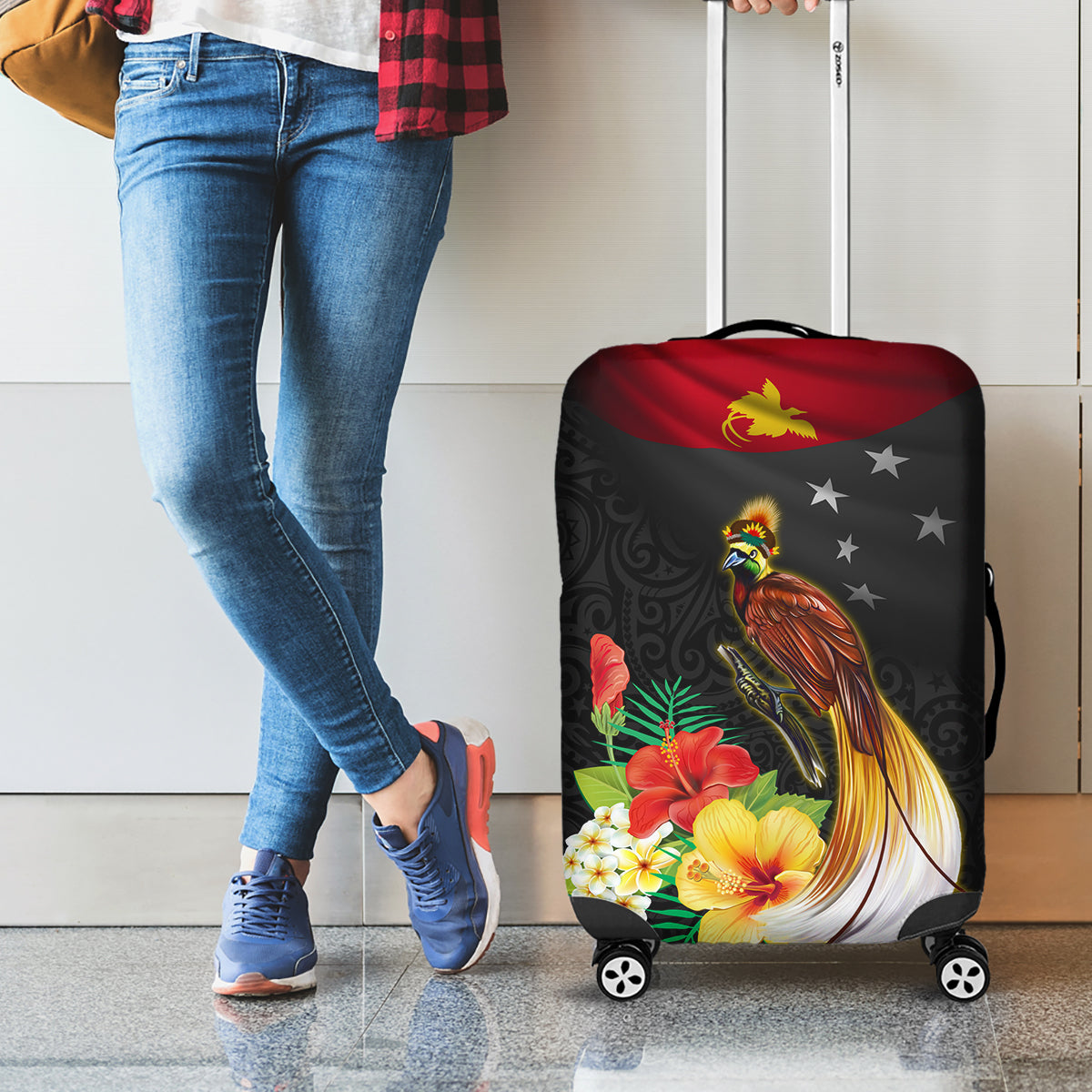 Papua New Guinea Independence Day Luggage Cover PNG Flag and Bird-of-Paradise LT03 - Polynesian Pride
