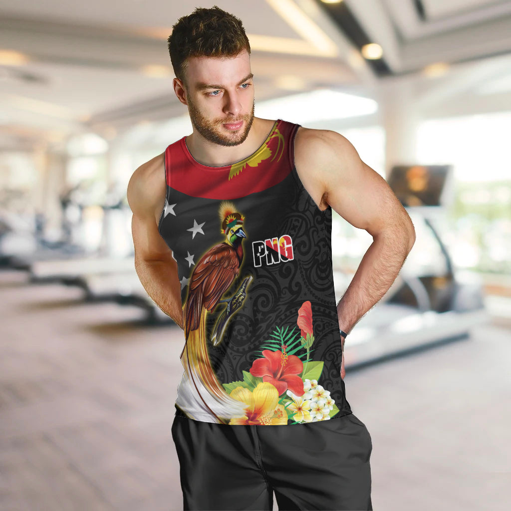 Papua New Guinea Independence Day Men Tank Top PNG Flag and Bird-of-Paradise LT03 Black - Polynesian Pride