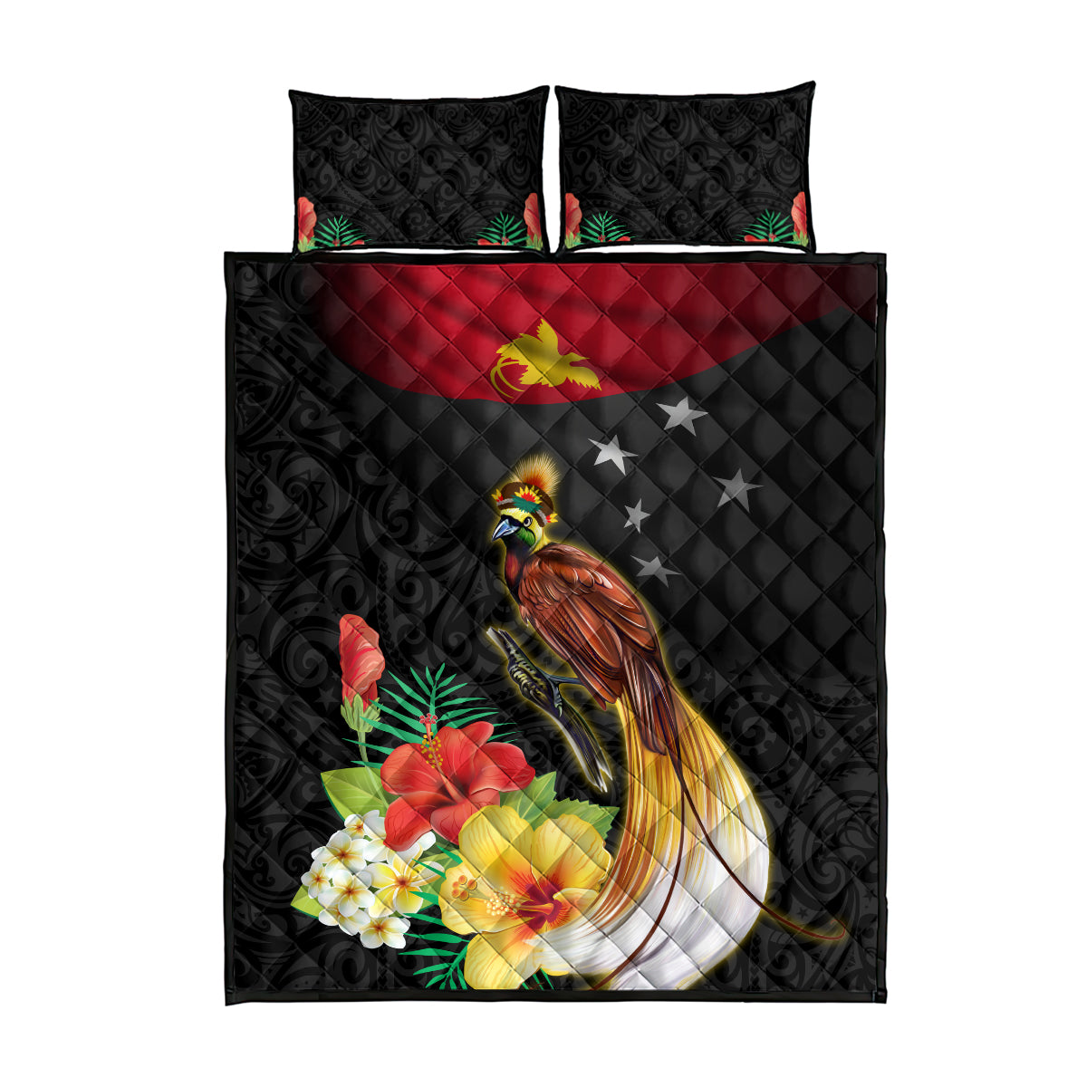 Papua New Guinea Independence Day Quilt Bed Set PNG Flag and Bird-of-Paradise LT03 - Polynesian Pride