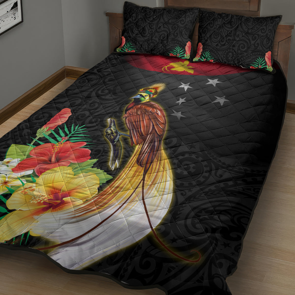 Papua New Guinea Independence Day Quilt Bed Set PNG Flag and Bird-of-Paradise LT03 - Polynesian Pride