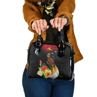 Papua New Guinea Independence Day Shoulder Handbag PNG Flag and Bird-of-Paradise LT03 One Size Black - Polynesian Pride