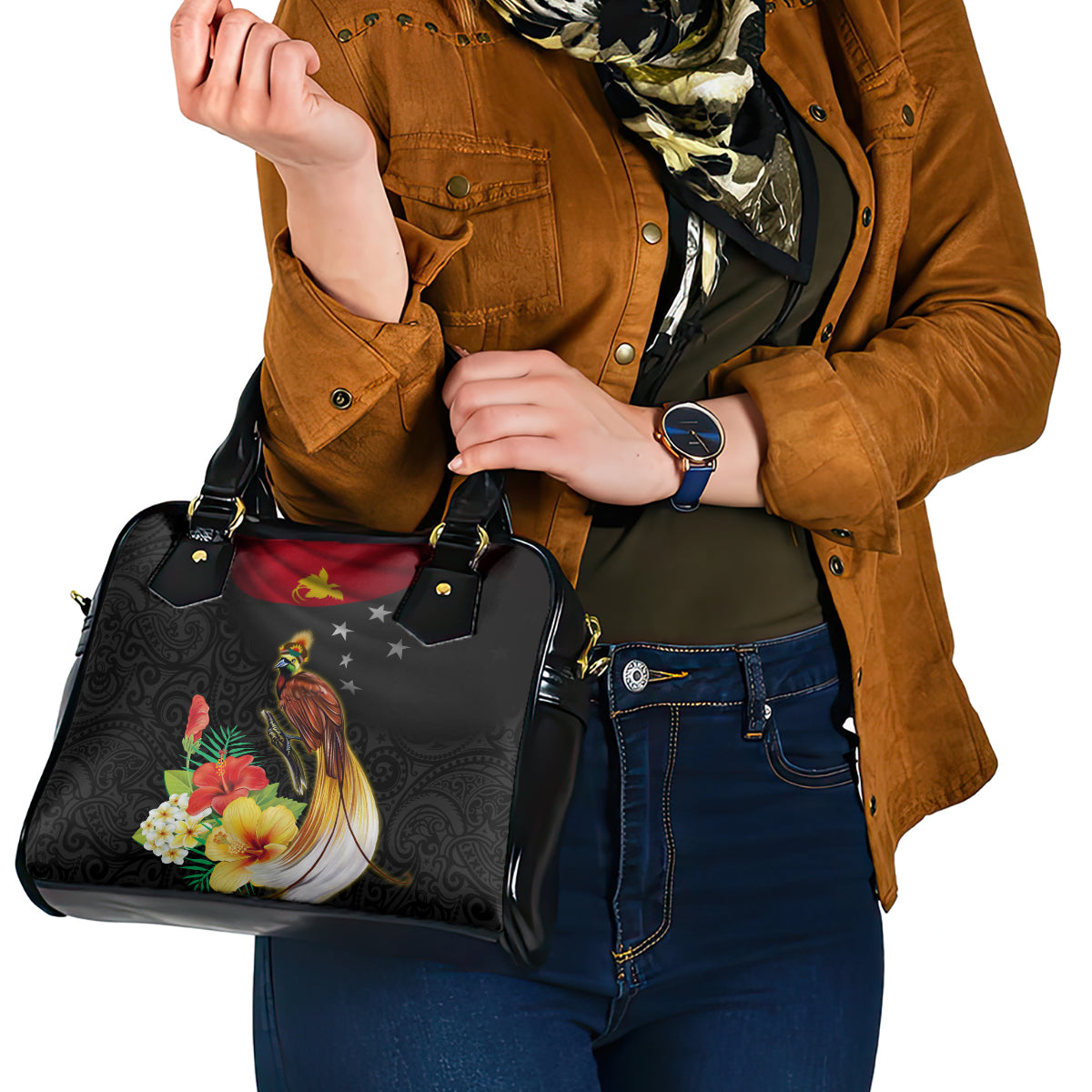 Papua New Guinea Independence Day Shoulder Handbag PNG Flag and Bird-of-Paradise LT03 - Polynesian Pride