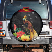 Papua New Guinea Independence Day Spare Tire Cover PNG Flag and Bird-of-Paradise LT03 Black - Polynesian Pride