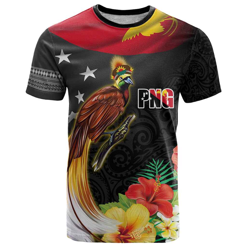 Papua New Guinea Independence Day T Shirt PNG Flag and Bird-of-Paradise LT03 Black - Polynesian Pride