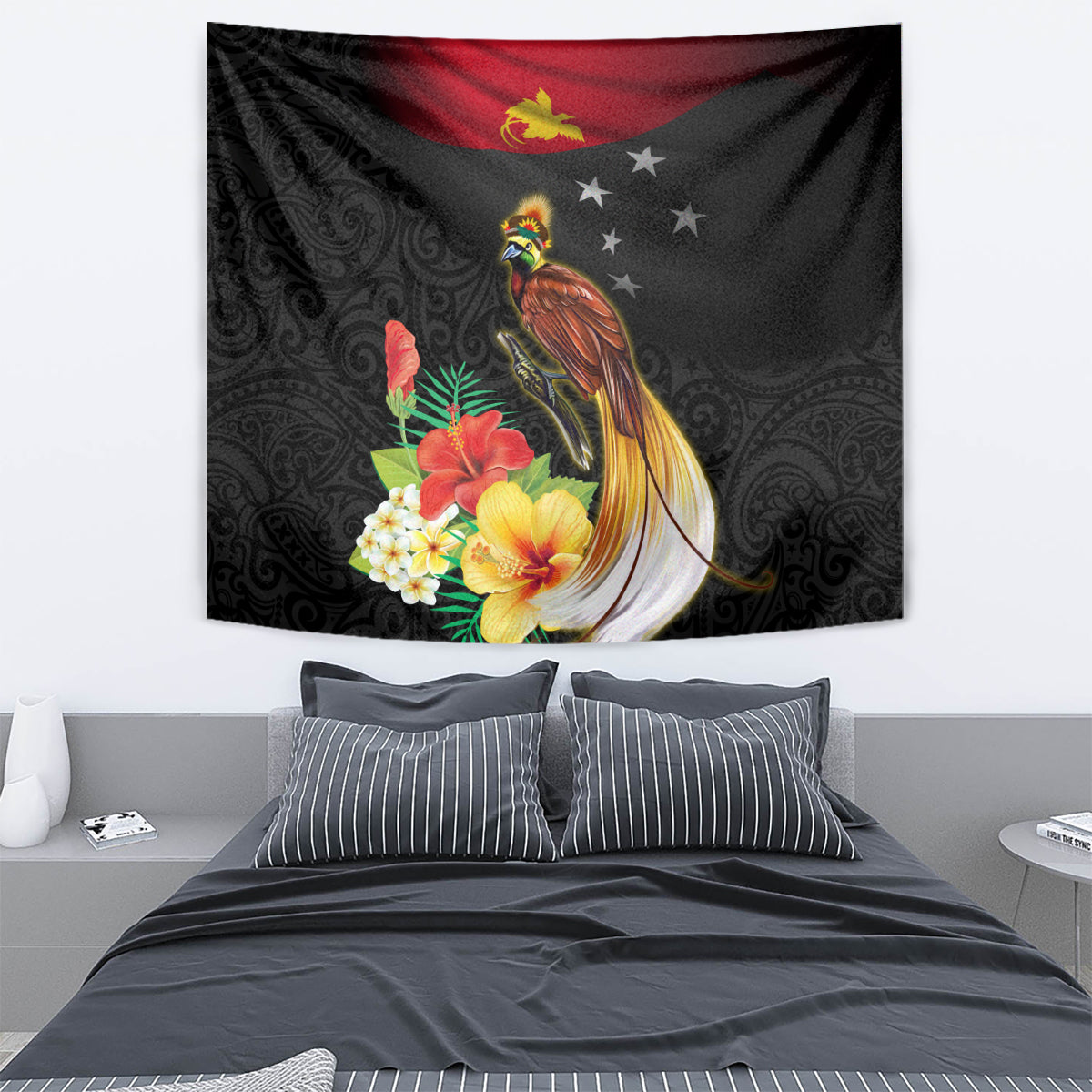 Papua New Guinea Independence Day Tapestry PNG Flag and Bird-of-Paradise LT03 - Polynesian Pride