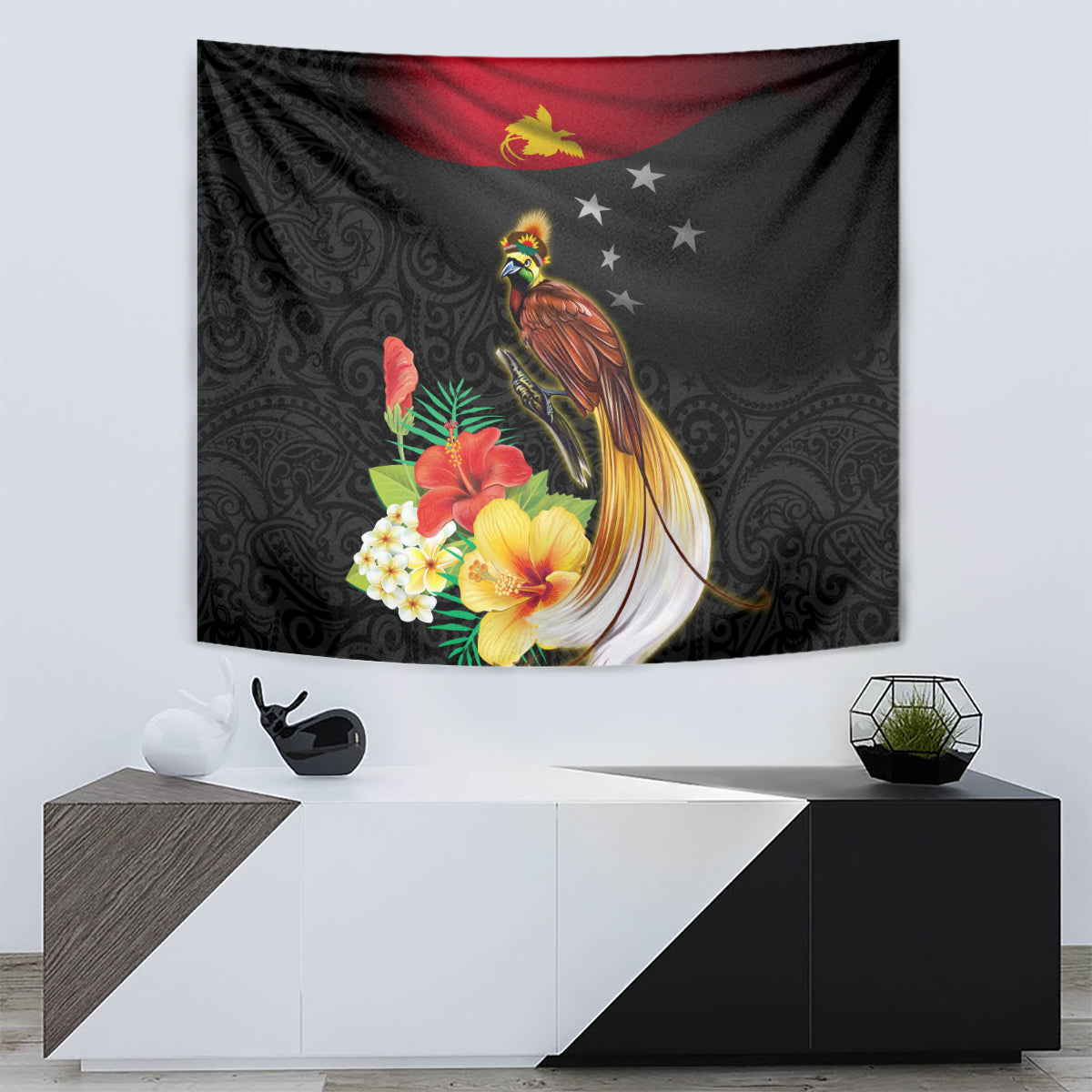 Papua New Guinea Independence Day Tapestry PNG Flag and Bird-of-Paradise LT03 - Polynesian Pride
