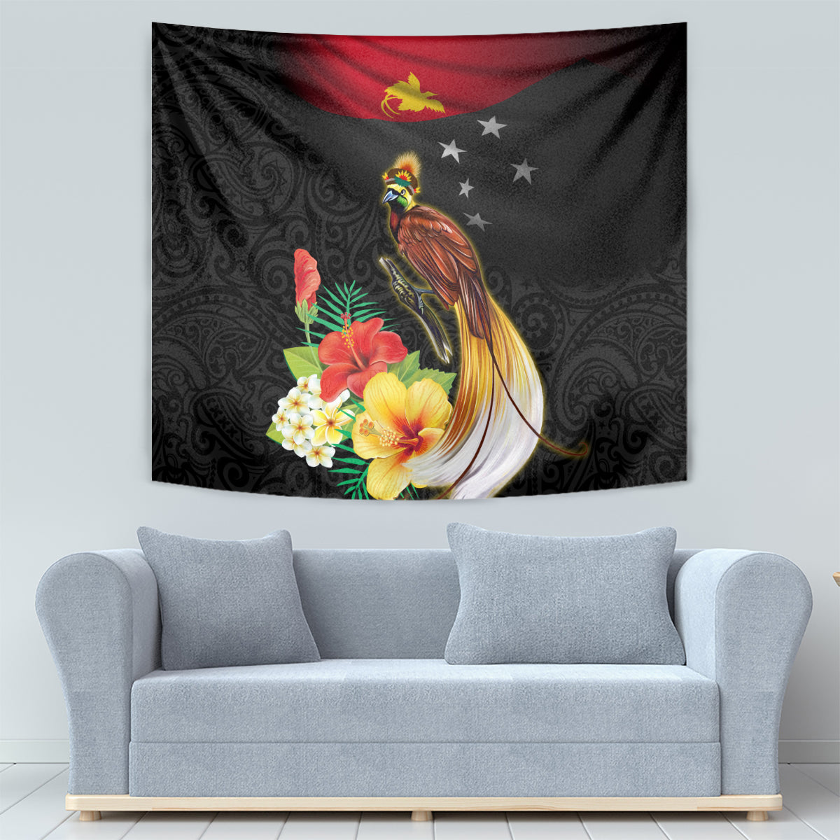 Papua New Guinea Independence Day Tapestry PNG Flag and Bird-of-Paradise LT03 - Polynesian Pride