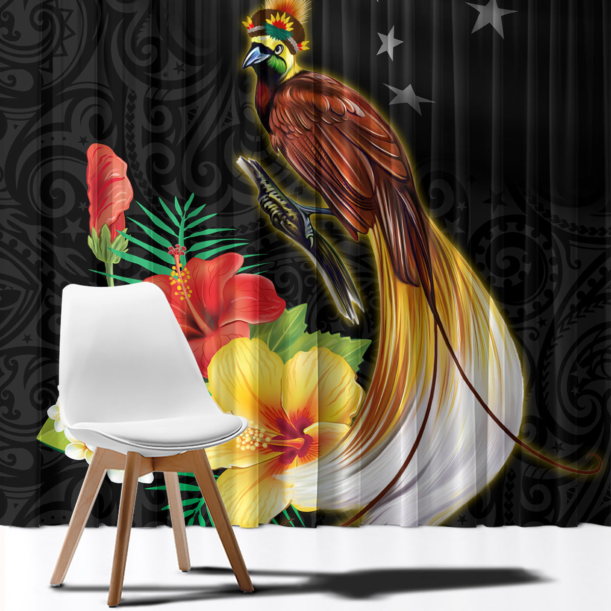 Papua New Guinea Independence Day Window Curtain PNG Flag and Bird-of-Paradise LT03 - Polynesian Pride