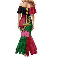 Vanuatu Flag Hibiscus Polynesian Pattern Family Matching Mermaid Dress and Hawaiian Shirt LT03 - Polynesian Pride