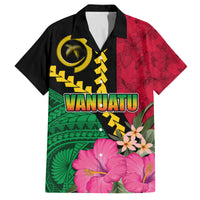 Vanuatu Flag Hibiscus Polynesian Pattern Family Matching Off The Shoulder Long Sleeve Dress and Hawaiian Shirt LT03 Dad's Shirt - Short Sleeve Black - Polynesian Pride