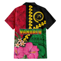Vanuatu Flag Hibiscus Polynesian Pattern Family Matching Off The Shoulder Long Sleeve Dress and Hawaiian Shirt LT03 - Polynesian Pride