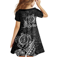 Hawaii Monk Seal and Dolphin Family Matching Puletasi and Hawaiian Shirt Polynesian Kakau Pattern Black White Color LT03 - Polynesian Pride