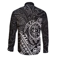 Hawaii Monk Seal and Dolphin Family Matching Puletasi and Hawaiian Shirt Polynesian Kakau Pattern Black White Color LT03 - Polynesian Pride