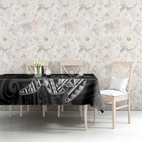 Hawaii Monk Seal and Dolphin Tablecloth Polynesian Kakau Pattern Black White Color