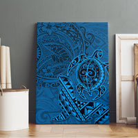 Hawaii Monk Seal and Dolphin Canvas Wall Art Polynesian Kakau Pattern Blue