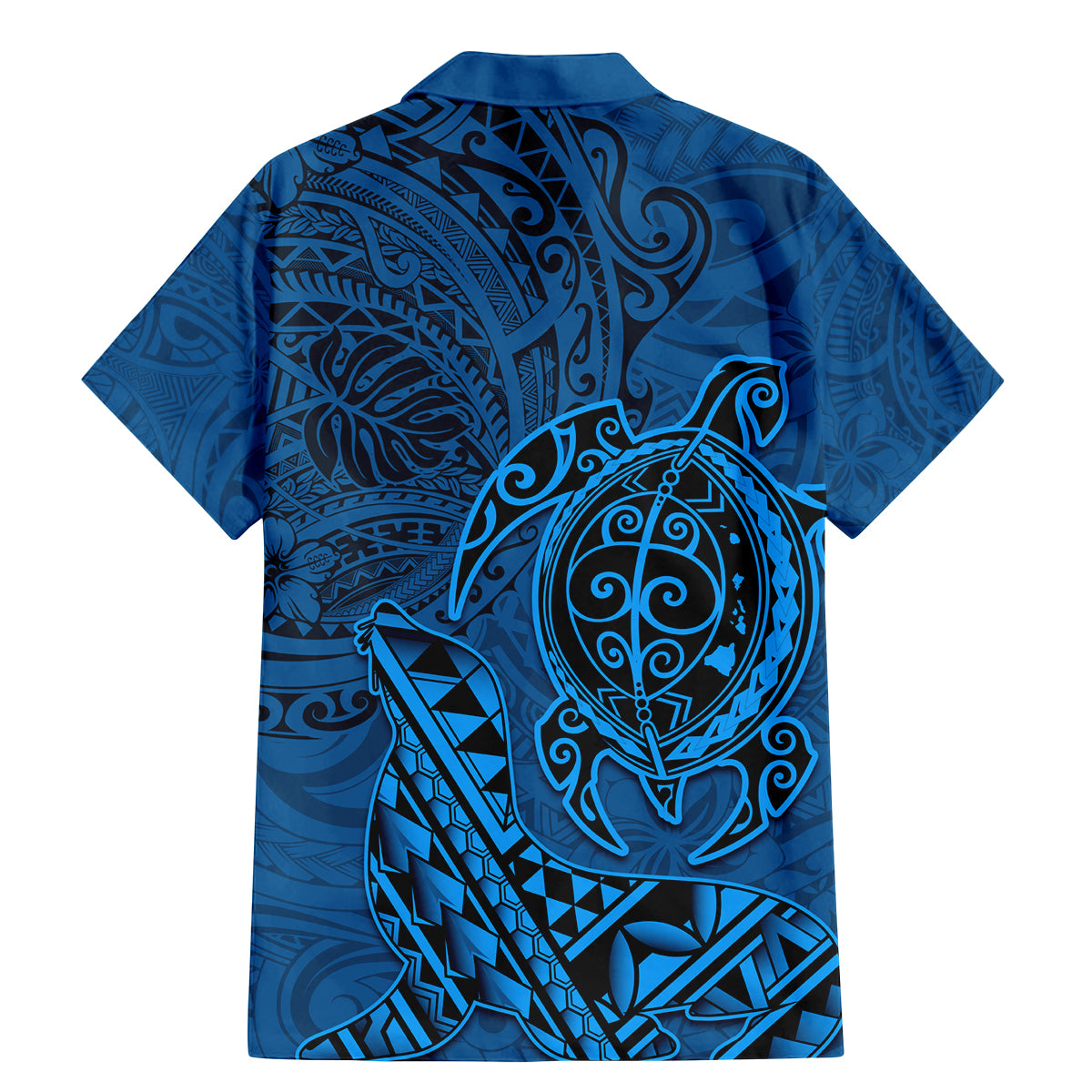 Hawaii Monk Seal and Dolphin Family Matching Mermaid Dress and Hawaiian Shirt Polynesian Kakau Pattern Blue LT03 - Polynesian Pride