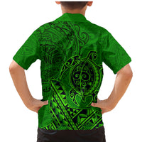 Hawaii Monk Seal and Dolphin Family Matching Mermaid Dress and Hawaiian Shirt Polynesian Kakau Pattern Green LT03 - Polynesian Pride