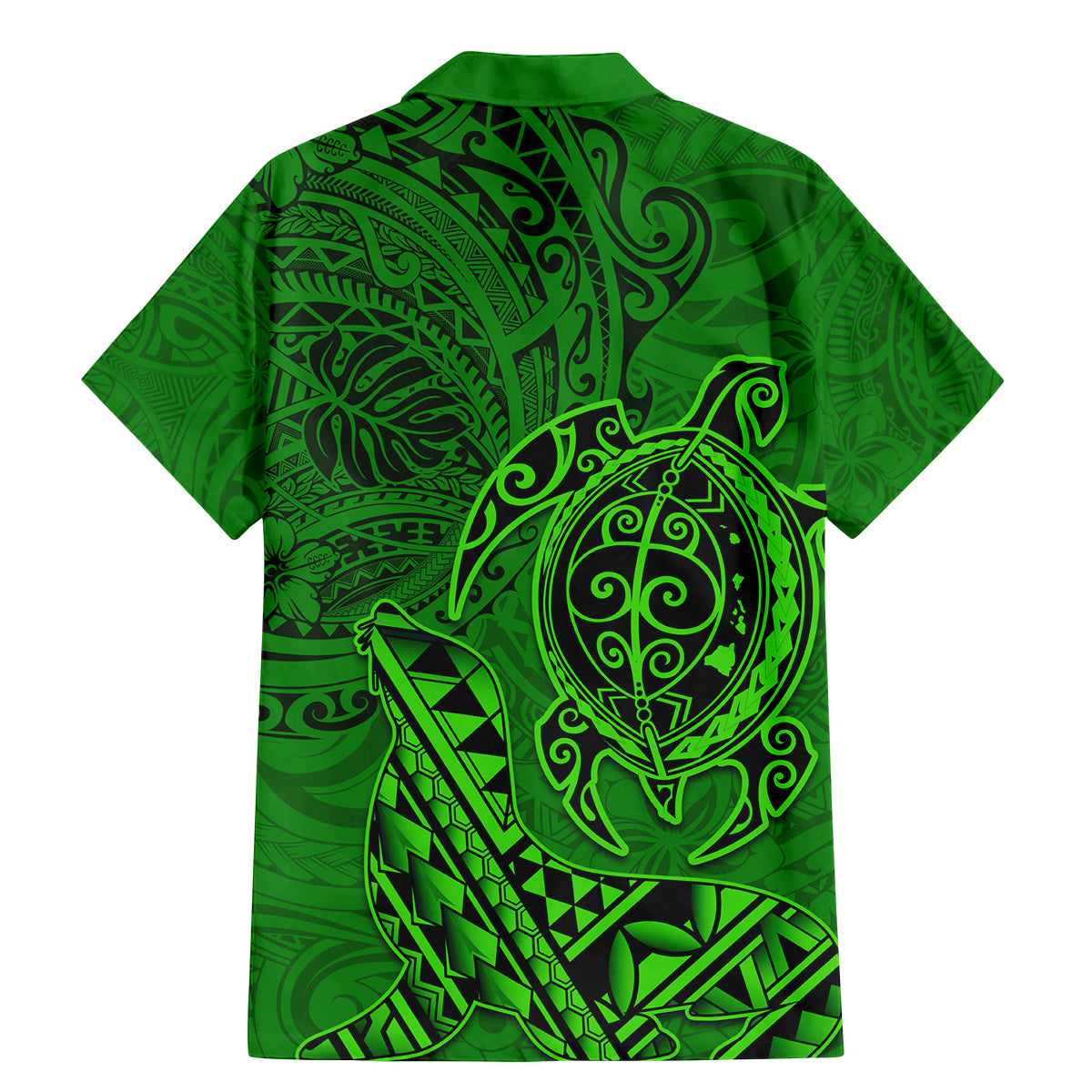 Hawaii Monk Seal and Dolphin Family Matching Mermaid Dress and Hawaiian Shirt Polynesian Kakau Pattern Green LT03 - Polynesian Pride