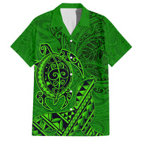 Hawaii Monk Seal and Dolphin Family Matching Puletasi and Hawaiian Shirt Polynesian Kakau Pattern Green LT03 Dad's Shirt - Short Sleeve Green - Polynesian Pride