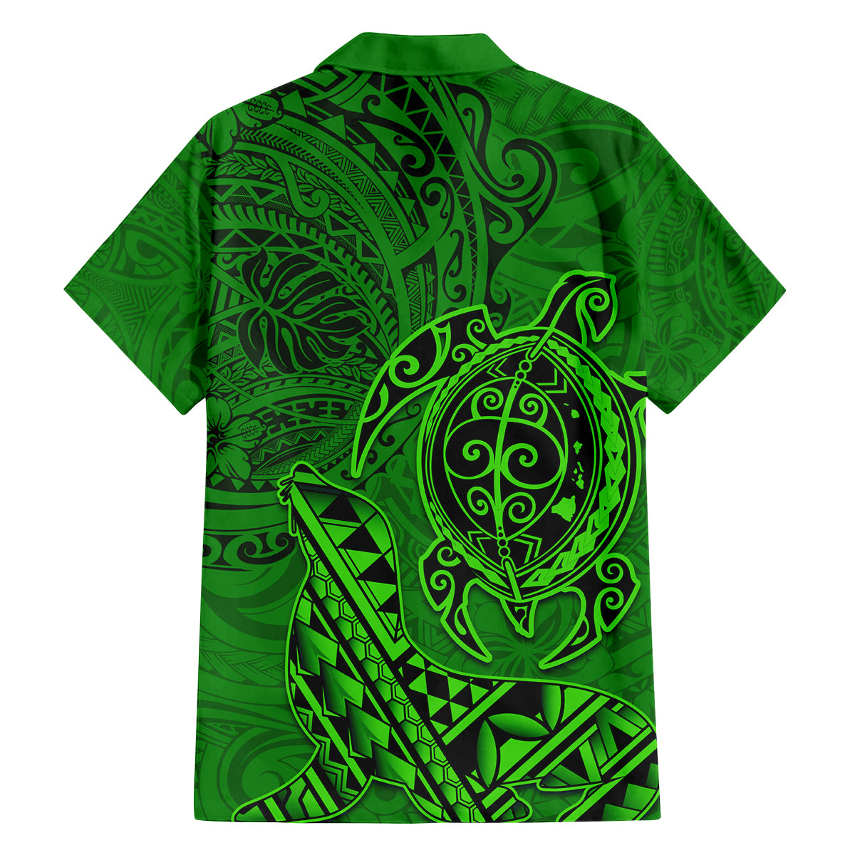 Hawaii Monk Seal and Dolphin Family Matching Puletasi and Hawaiian Shirt Polynesian Kakau Pattern Green LT03 - Polynesian Pride
