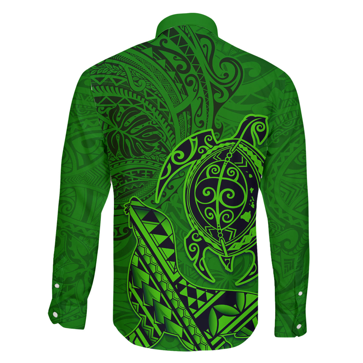 Hawaii Monk Seal and Dolphin Family Matching Puletasi and Hawaiian Shirt Polynesian Kakau Pattern Green LT03 - Polynesian Pride