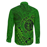 Hawaii Monk Seal and Dolphin Family Matching Puletasi and Hawaiian Shirt Polynesian Kakau Pattern Green LT03 - Polynesian Pride