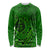 Hawaii Monk Seal and Dolphin Long Sleeve Shirt Polynesian Kakau Pattern Green