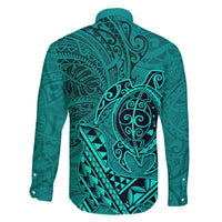 Hawaii Monk Seal and Dolphin Family Matching Puletasi and Hawaiian Shirt Polynesian Kakau Pattern Turquoise LT03 - Polynesian Pride