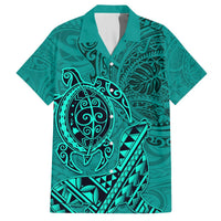 Hawaii Monk Seal and Dolphin Hawaiian Shirt Polynesian Kakau Pattern Turquoise LT03 Turquoise - Polynesian Pride