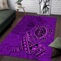 Hawaii Monk Seal and Dolphin Area Rug Polynesian Kakau Pattern Purple LT03 Purple - Polynesian Pride