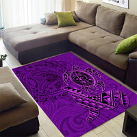Hawaii Monk Seal and Dolphin Area Rug Polynesian Kakau Pattern Purple LT03 - Polynesian Pride
