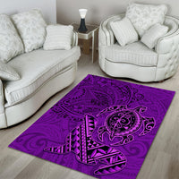 Hawaii Monk Seal and Dolphin Area Rug Polynesian Kakau Pattern Purple LT03 - Polynesian Pride