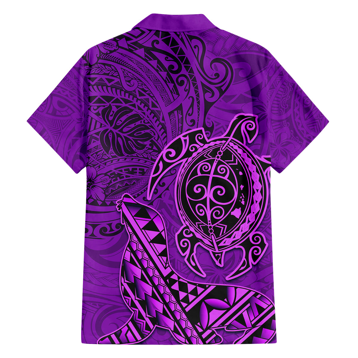 Hawaii Monk Seal and Dolphin Family Matching Off Shoulder Maxi Dress and Hawaiian Shirt Polynesian Kakau Pattern Purple LT03 - Polynesian Pride