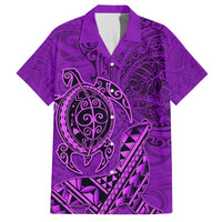 Hawaii Monk Seal and Dolphin Family Matching Puletasi and Hawaiian Shirt Polynesian Kakau Pattern Purple LT03 Dad's Shirt - Short Sleeve Purple - Polynesian Pride