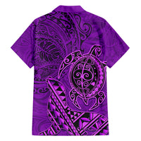 Hawaii Monk Seal and Dolphin Family Matching Summer Maxi Dress and Hawaiian Shirt Polynesian Kakau Pattern Purple