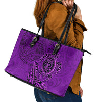 Hawaii Monk Seal and Dolphin Leather Tote Bag Polynesian Kakau Pattern Purple LT03 - Polynesian Pride