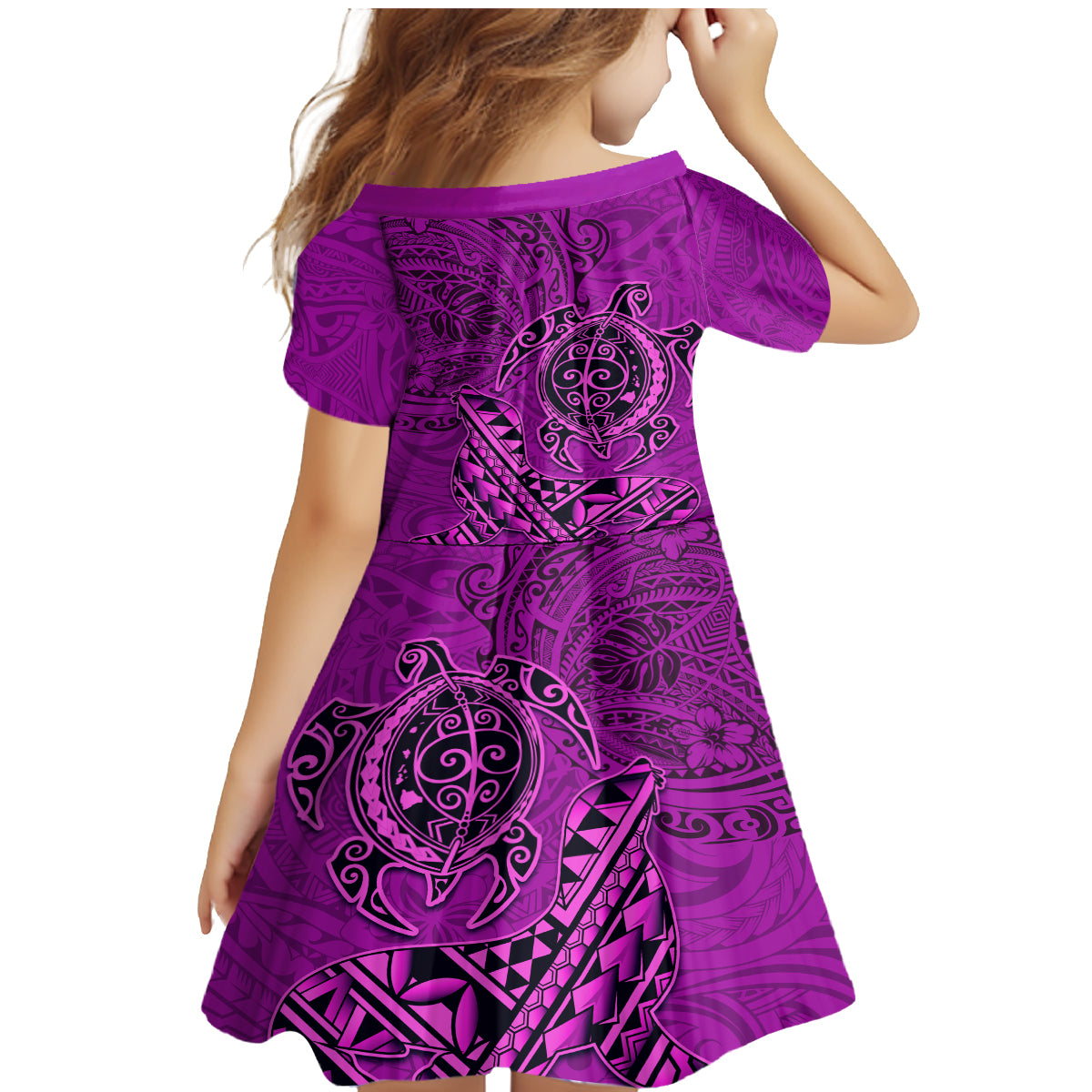 Hawaii Monk Seal and Dolphin Family Matching Mermaid Dress and Hawaiian Shirt Polynesian Kakau Pattern Pink LT03 - Polynesian Pride