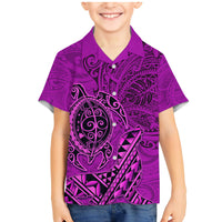 Hawaii Monk Seal and Dolphin Family Matching Mermaid Dress and Hawaiian Shirt Polynesian Kakau Pattern Pink LT03 Son's Shirt Pink - Polynesian Pride