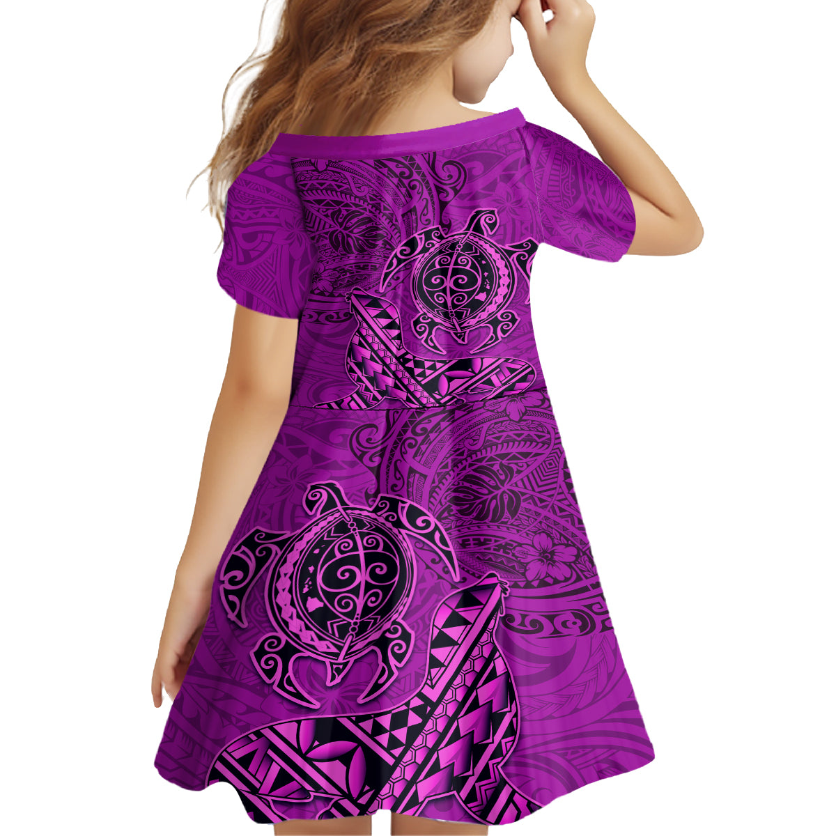 Hawaii Monk Seal and Dolphin Family Matching Puletasi and Hawaiian Shirt Polynesian Kakau Pattern Pink LT03 - Polynesian Pride