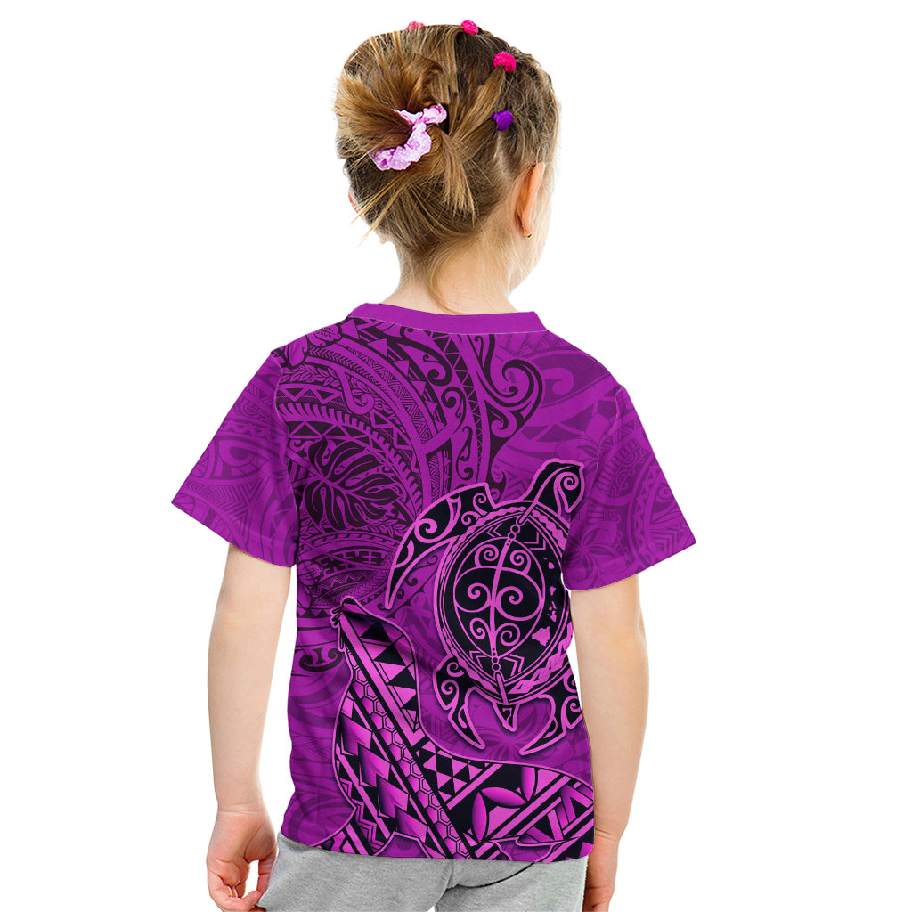 Hawaii Monk Seal and Dolphin Kid T Shirt Polynesian Kakau Pattern Pink LT03 - Polynesian Pride