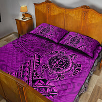Hawaii Monk Seal and Dolphin Quilt Bed Set Polynesian Kakau Pattern Pink