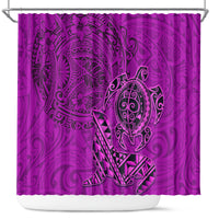 Hawaii Monk Seal and Dolphin Shower Curtain Polynesian Kakau Pattern Pink LT03 Pink - Polynesian Pride