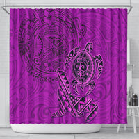 Hawaii Monk Seal and Dolphin Shower Curtain Polynesian Kakau Pattern Pink LT03 - Polynesian Pride