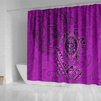 Hawaii Monk Seal and Dolphin Shower Curtain Polynesian Kakau Pattern Pink LT03 - Polynesian Pride
