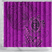 Hawaii Monk Seal and Dolphin Shower Curtain Polynesian Kakau Pattern Pink LT03 - Polynesian Pride